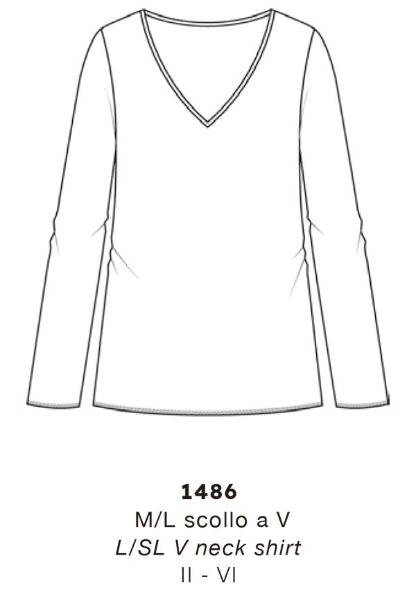 【1486】WOMAN L/SL V NECK MODAL/CASHMERE/EA【Oscalito】