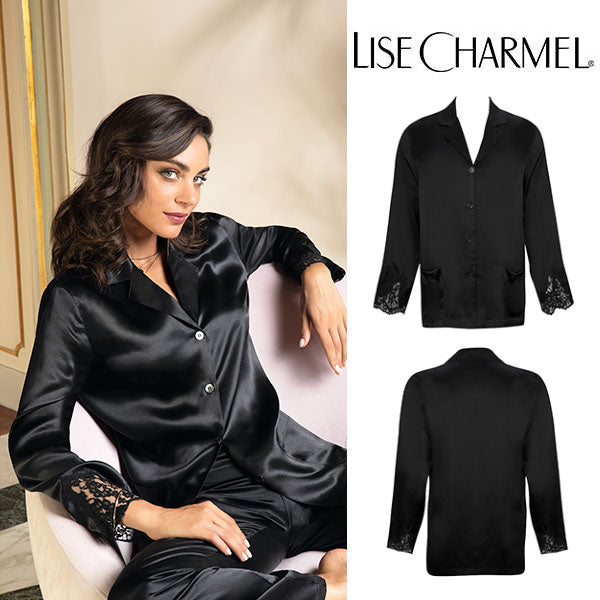 [C80no] パジャマジャケット 長袖シャツ ストレッチシルクサテン 品番ALC3480 【LISE CHARMEL】【リズシャルメル】