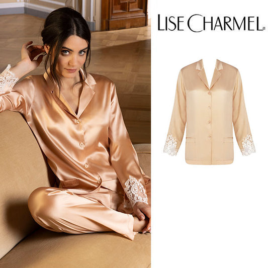 [C80pe] パジャマジャケット 長袖シャツ ストレッチシルクサテン 品番ALC3480 【LISE CHARMEL】【リズシャルメル】