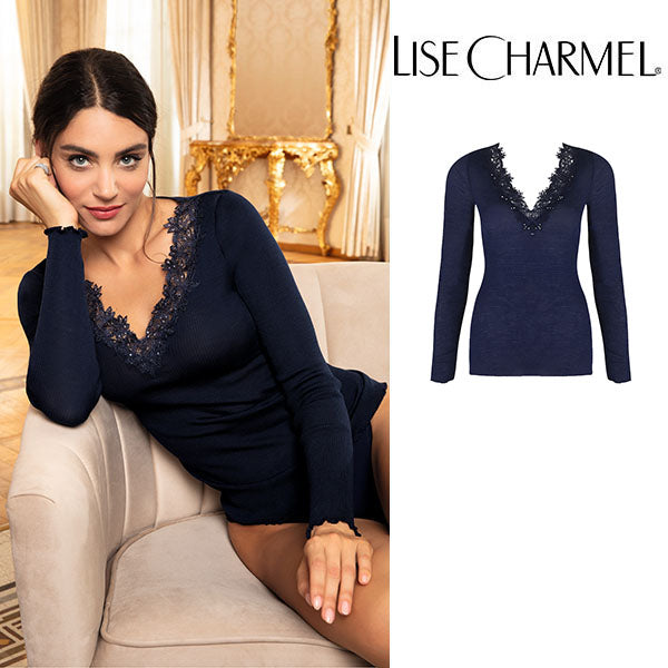 [j73bn] 長袖トップス(スパンコール付き) ウール・シルク 品番ANJ9073 【LISE CHARMEL】【リズシャルメル】