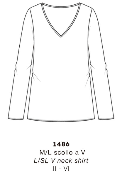 【1486】WOMAN L/SL V NECK MODAL/CASHMERE/EA【Oscalito】