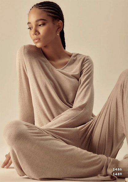 【1489】WOMAN WIDE-LEG TROUSERS MODAL/CASHMERE/EA【Oscalito】