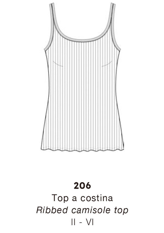 【206】WOMAN RIBBED CAMI TOP ELASTIC GAUZE WOOL/SILK【Oscalito】
