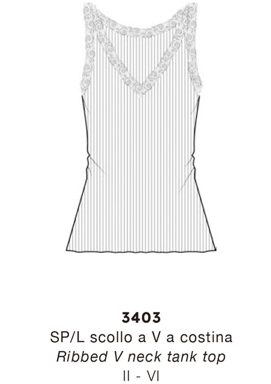 【3403】WOMAN RIBBED V NECK TANK TOP WOOL/SILK LEAVERS【Oscalito】