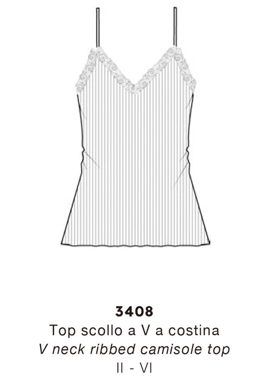 【3408】WOMAN CAMI TOP WOOL SILK RIB LEAVERS【Oscalito】
