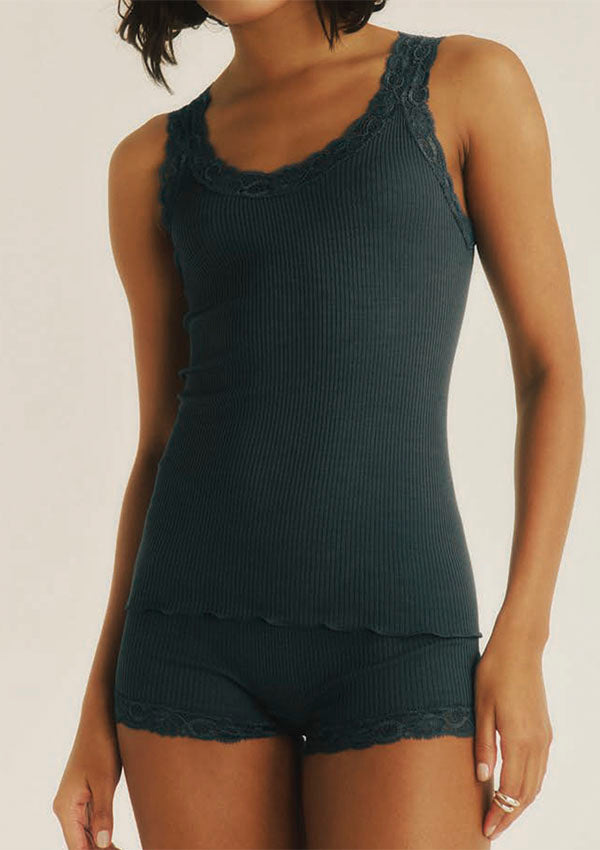 【3410】WOMAN TANK TOP WOOL SILK RIB W/LEAVERS【Oscalito】