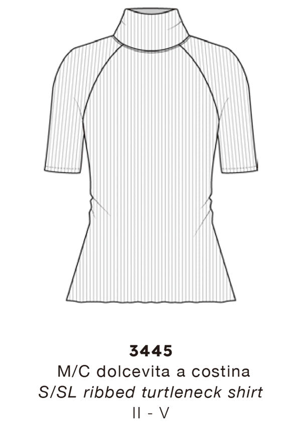 【3445】WOMAN TURTLENECK RIBBED T-SHIRT WOOL/SILK【Oscalito】