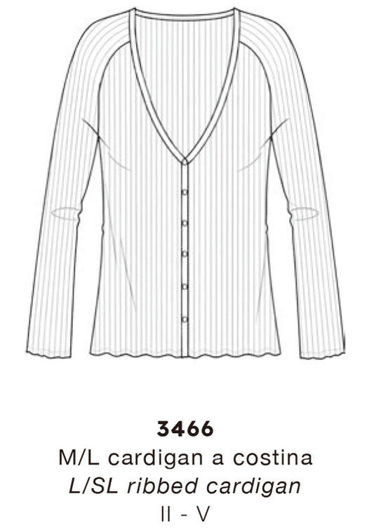 【3466】W L/SL CARDIGAN WOOL/SILK RIB【Oscalito】