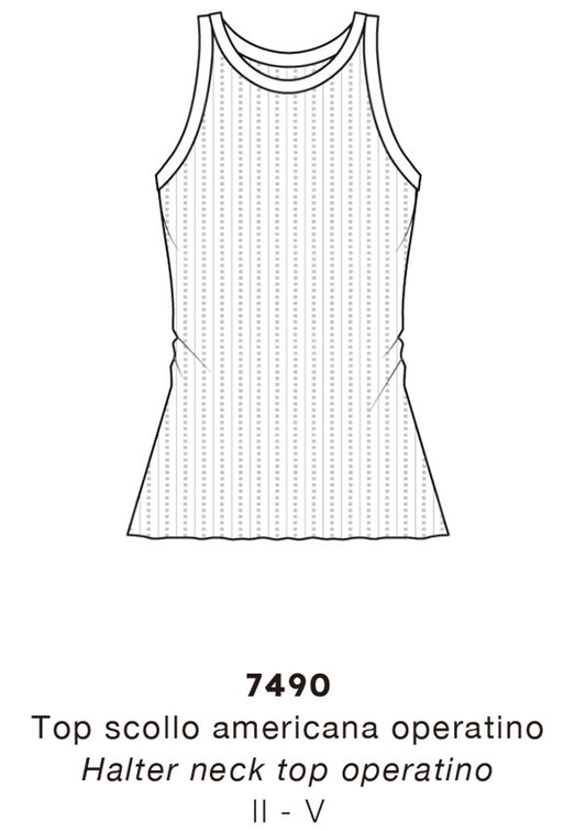 【7490】WOMAN HALTER NECK TOP OPERATINO WOOL/SILK 【Oscalito】