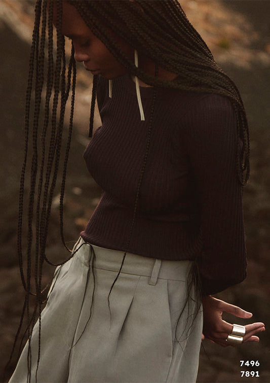 【7496】WOMAN L/SL ROUNDNECK SHIRT OPERATINO WOOL/SILK 【Oscalito】