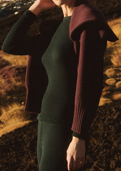 【7671】WOMAN L/SL MOCK NECK SHIRT WOOL 【Oscalito】