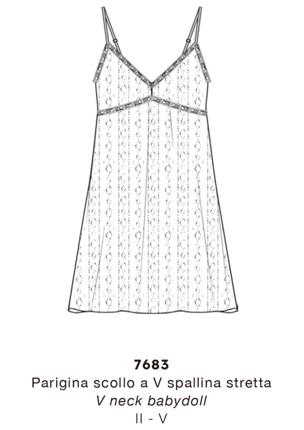 【7683】WOMAN V NECK BABYDOLL AJOURE' COTTON【Oscalito】