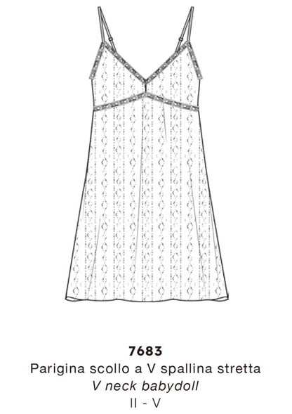 【7683】WOMAN V NECK BABYDOLL AJOURE' COTTON【Oscalito】