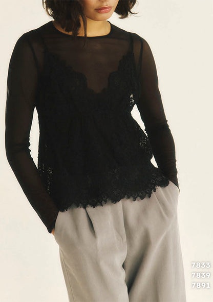 【7839】WOMAN L/SL TULLE SHIRT 【Oscalito】