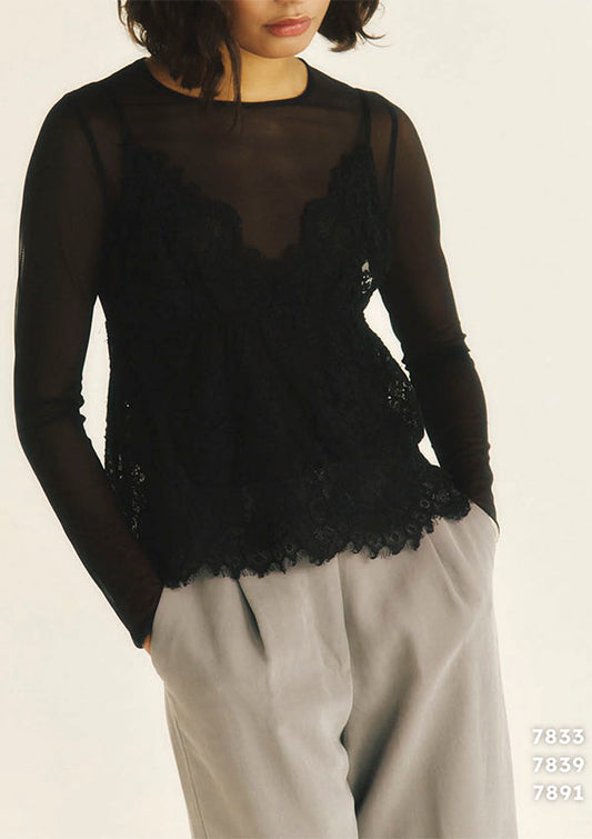 【7839】WOMAN L/SL TULLE SHIRT 【Oscalito】