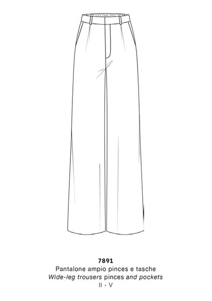 【7891】D PANTALONE VISCOSA AMPIOCON PINCES E TASCHE【Oscalito】