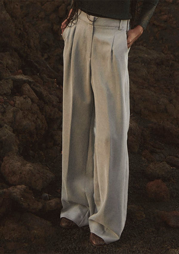 【7891】D PANTALONE VISCOSA AMPIOCON PINCES E TASCHE【Oscalito】