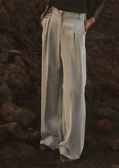 【7891】D PANTALONE VISCOSA AMPIOCON PINCES E TASCHE【Oscalito】