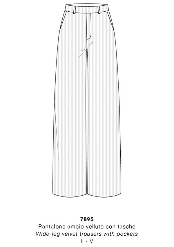 【7895】D PANTALONE VELLUTO AMPIOCON TASCHE【Oscalito】