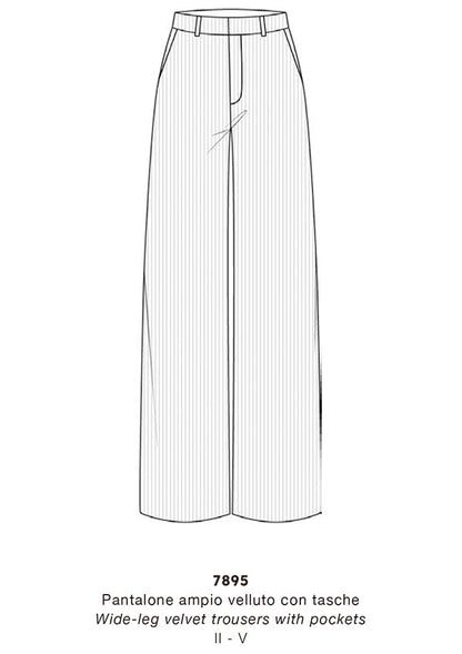 【7895】D PANTALONE VELLUTO AMPIOCON TASCHE【Oscalito】